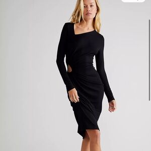 NWT Black Maxi Dress LNA Free people Bodycon with cutout sz small